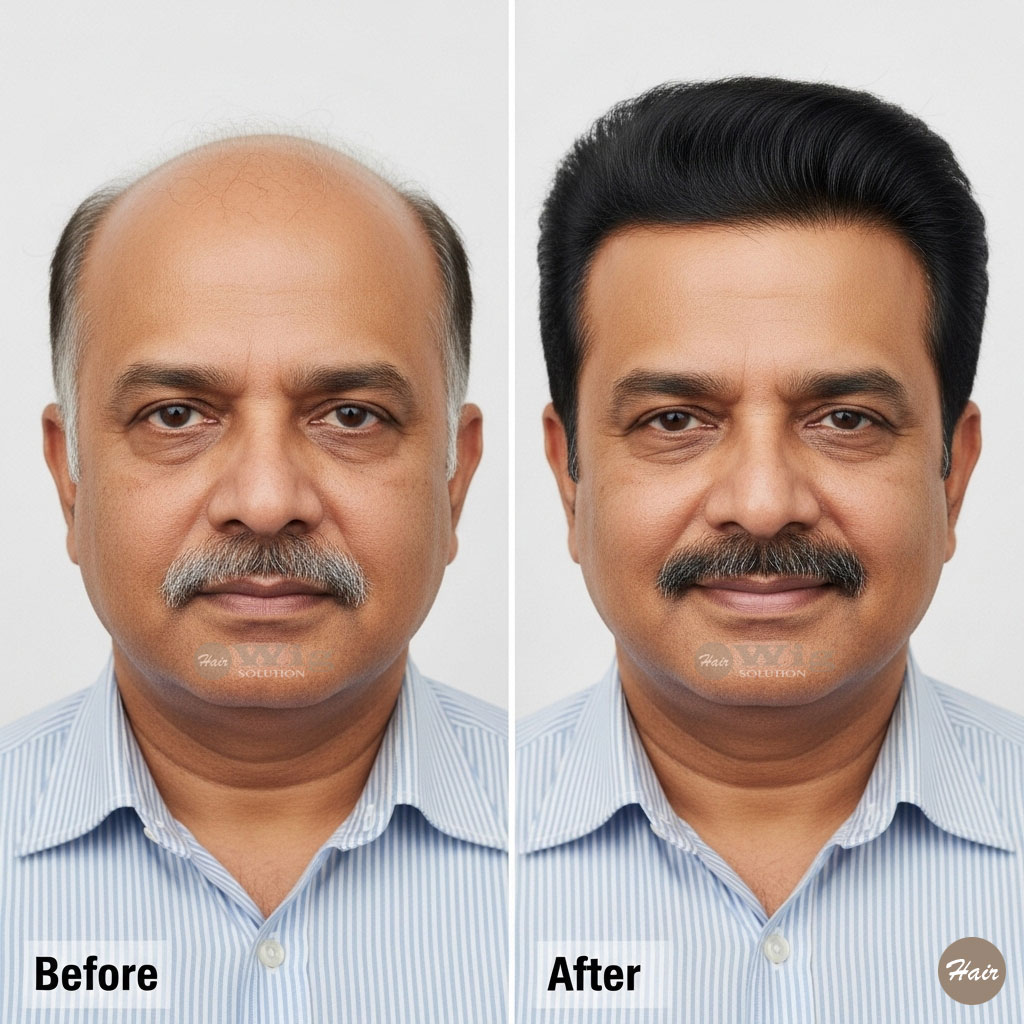 Before and after hair patch transformation in Delhi